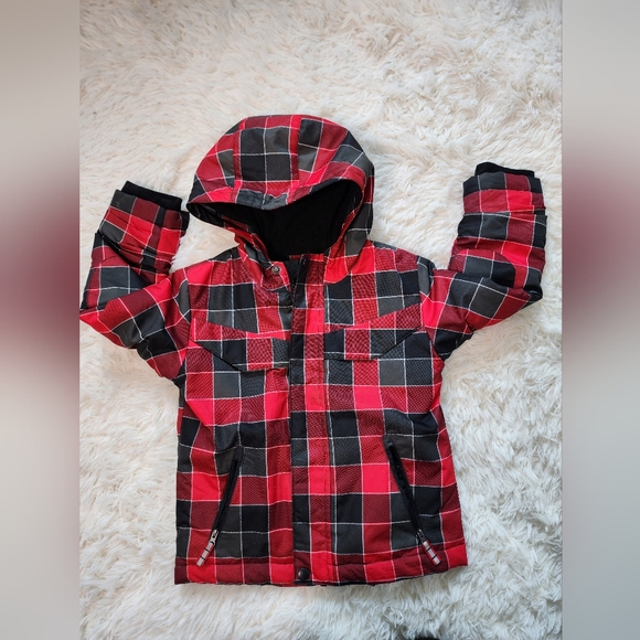 Cat & Jack Other - Cat amd Jack Boys Red and Black Plaid Hooded Snow / Cold / Rain jacket size 5T